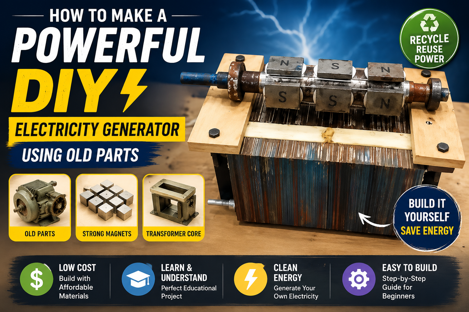 DIY electricity generator using old parts