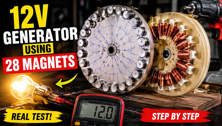 diy 12v electricity generator 28 magnets grinder blade